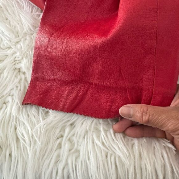 Milano Women’s Vintage Bold Red Leather Dress Pants Size 14 High Rise - Picture 8 of 12